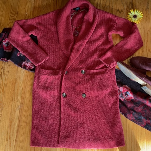 🌺 J.CREW; Long Ribbed Cardigan Merlot Supersoft Yarn Sweater. Fits Misses XS-S! - Picture 6 of 9